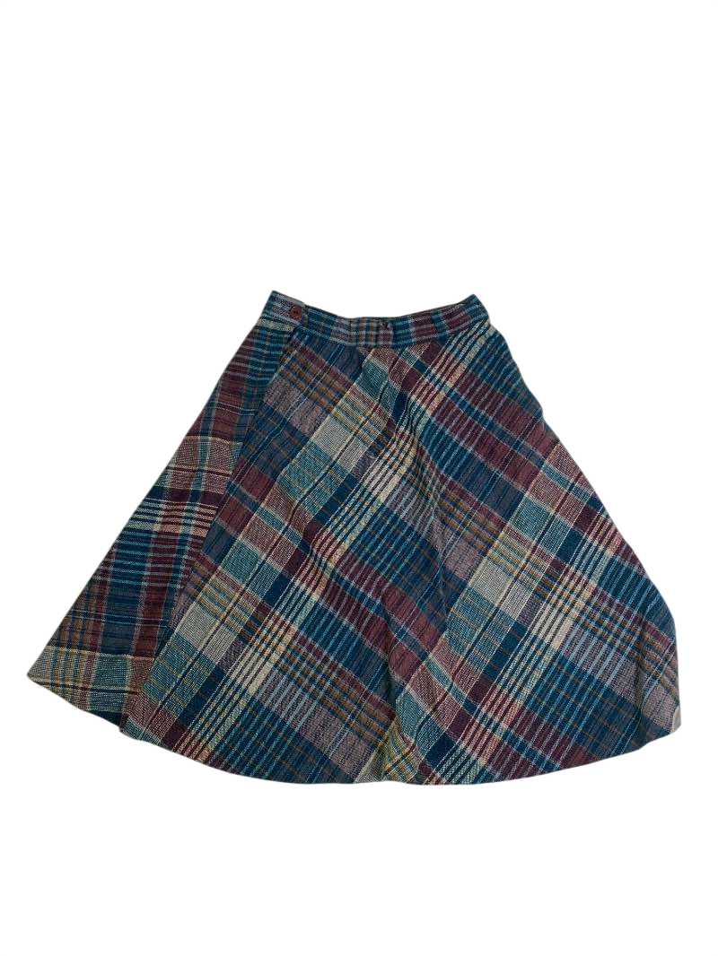 None Plaid A-Line Skirt Vintage