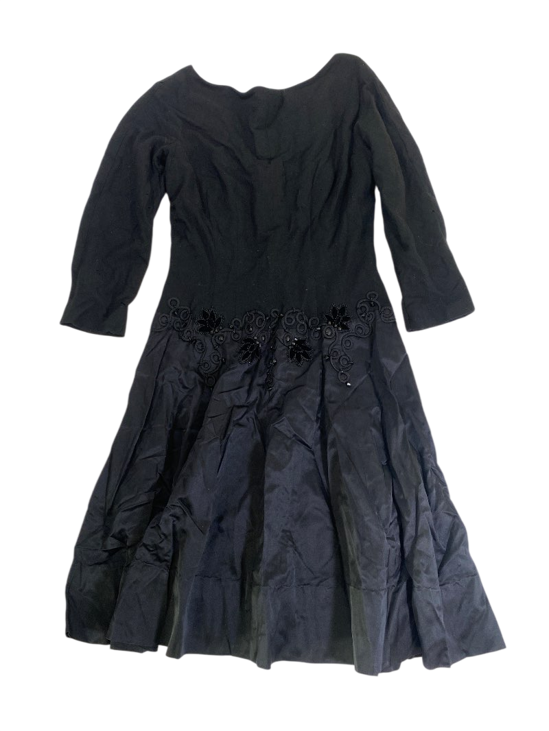 None Elegant Black Dress Vintage