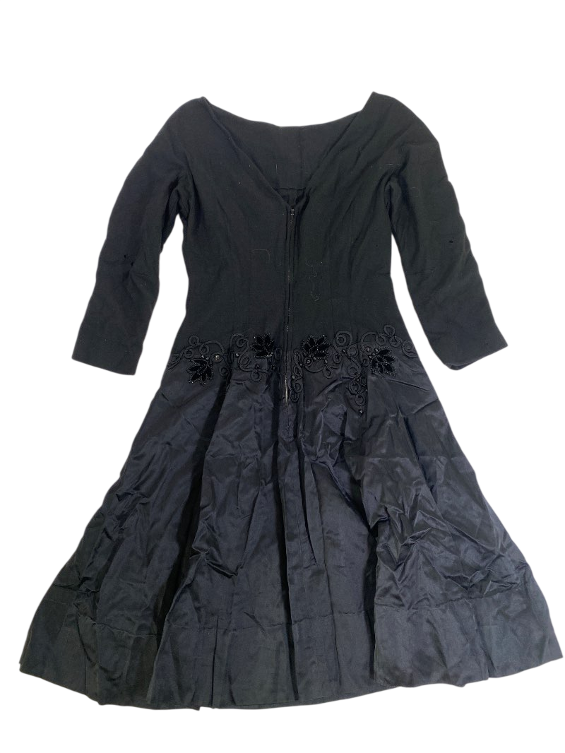 None Elegant Black Dress Vintage