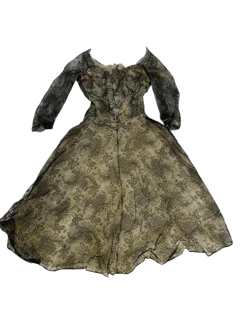 None Floral Lace Dress Vintage