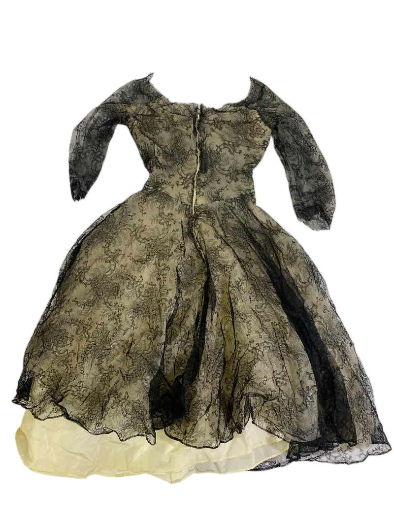 None Floral Lace Dress Vintage