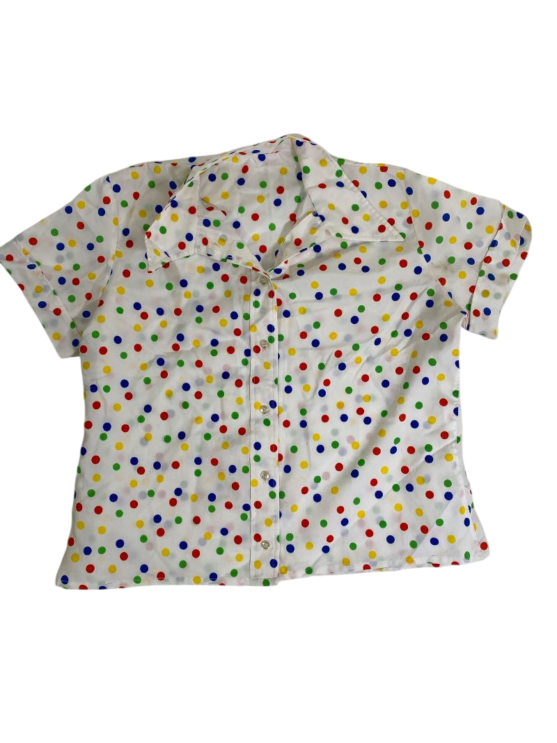 None Retro Polka Dot Blouse Vintage