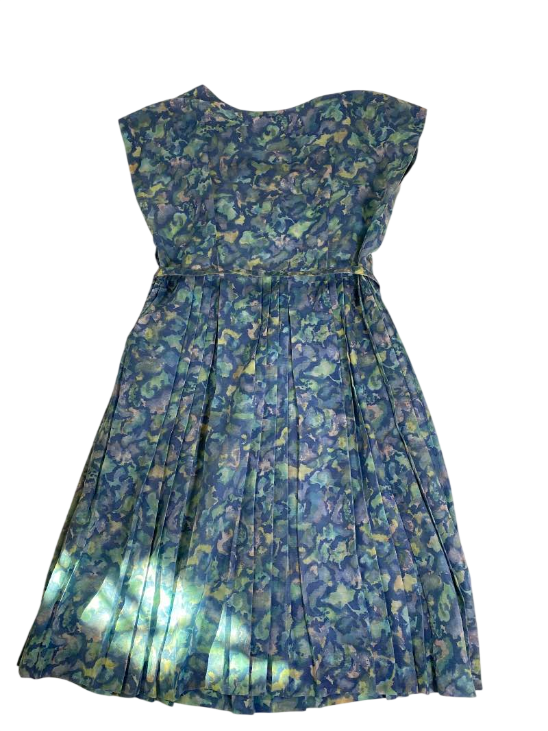 None Floral Pleated Dress Vintage