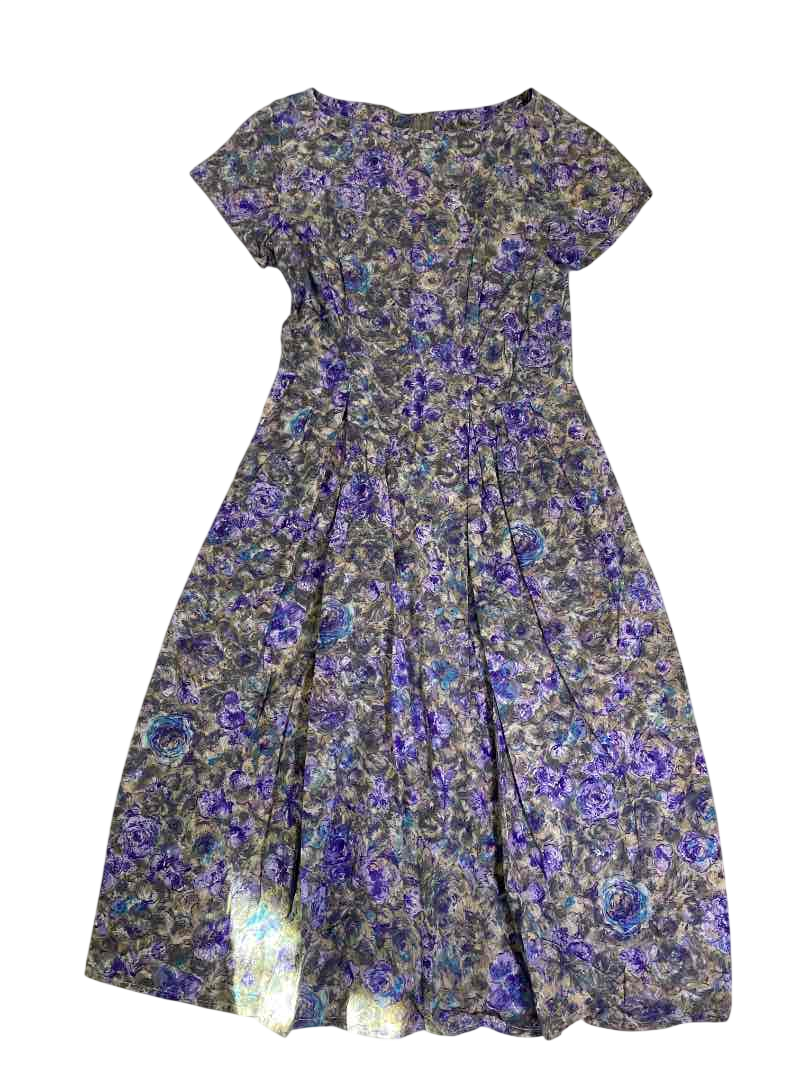 None Floral Midi Dress Vintage