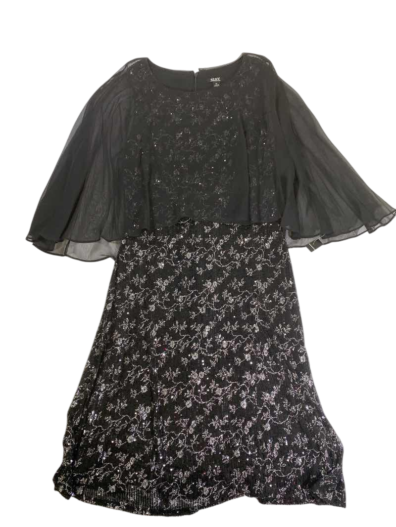SLNY Sheer cape overlay Dresses