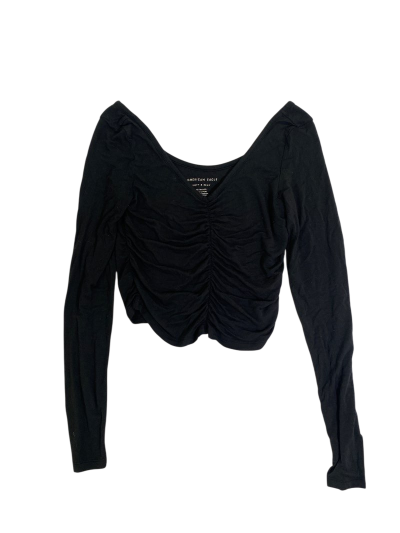American Eagle  Ruched V-Neck Long Sleeves