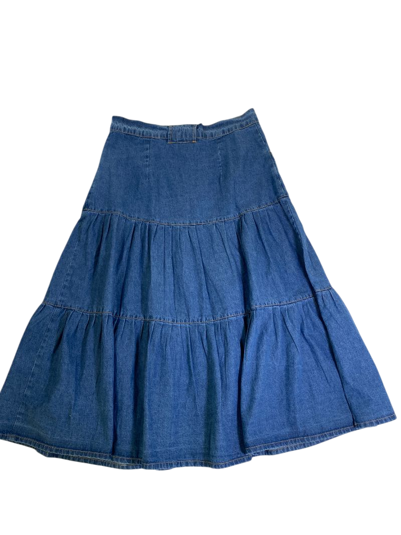 Pyramid Collection Tiered Denim Skirt Vintage