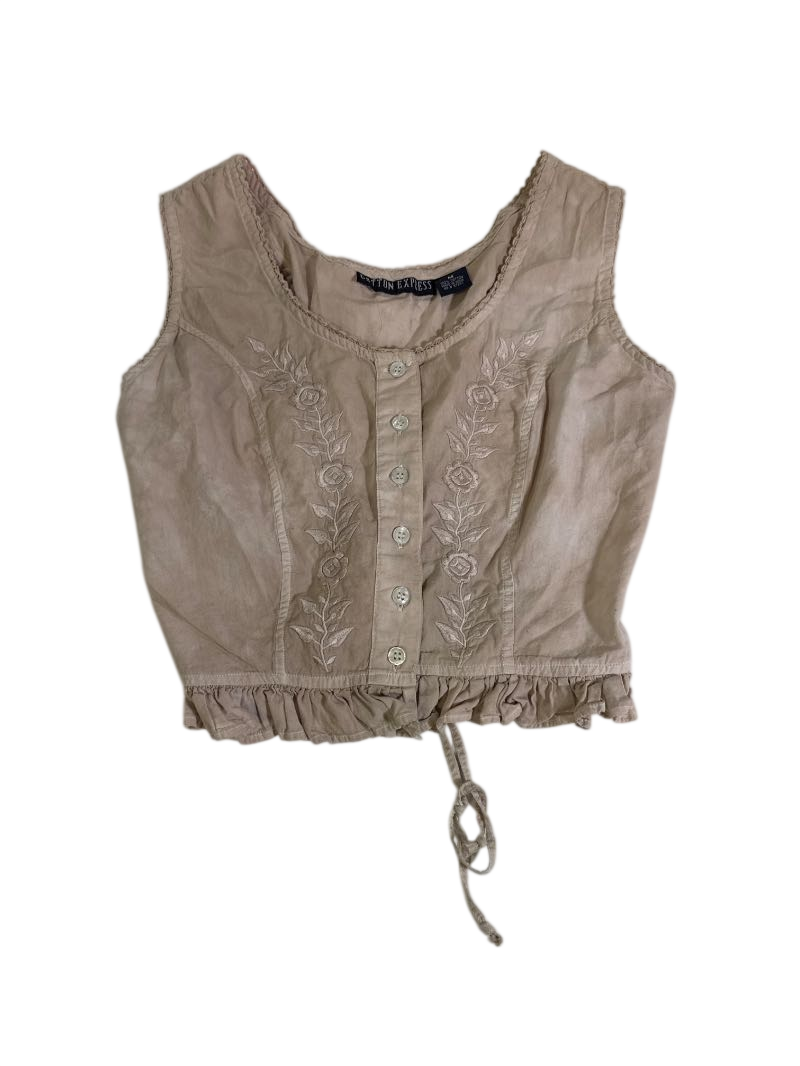 Cotton Express Buttoned crop tank Tanks