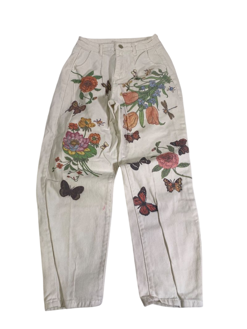 Shein Printed straight-leg pants Pants