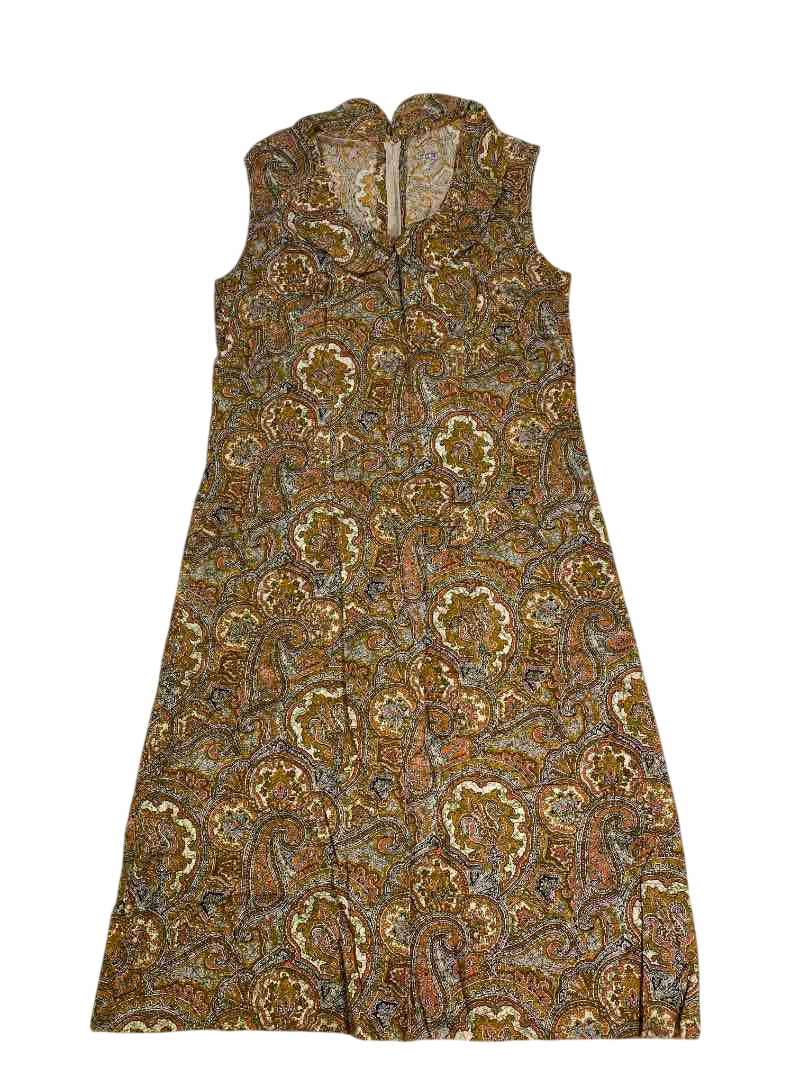 None Paisley Print Midi Dress Vintage