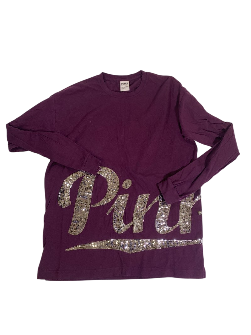 Pink Sequin Logo Long Sleeve Long Sleeves