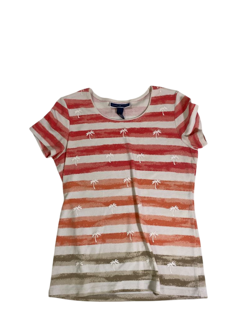 Karen Scott  Palm Printed Crew Neck Short Sleeves