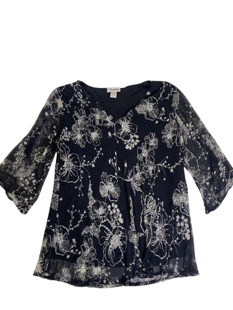Signature  Sheer Floral Blouse Vintage