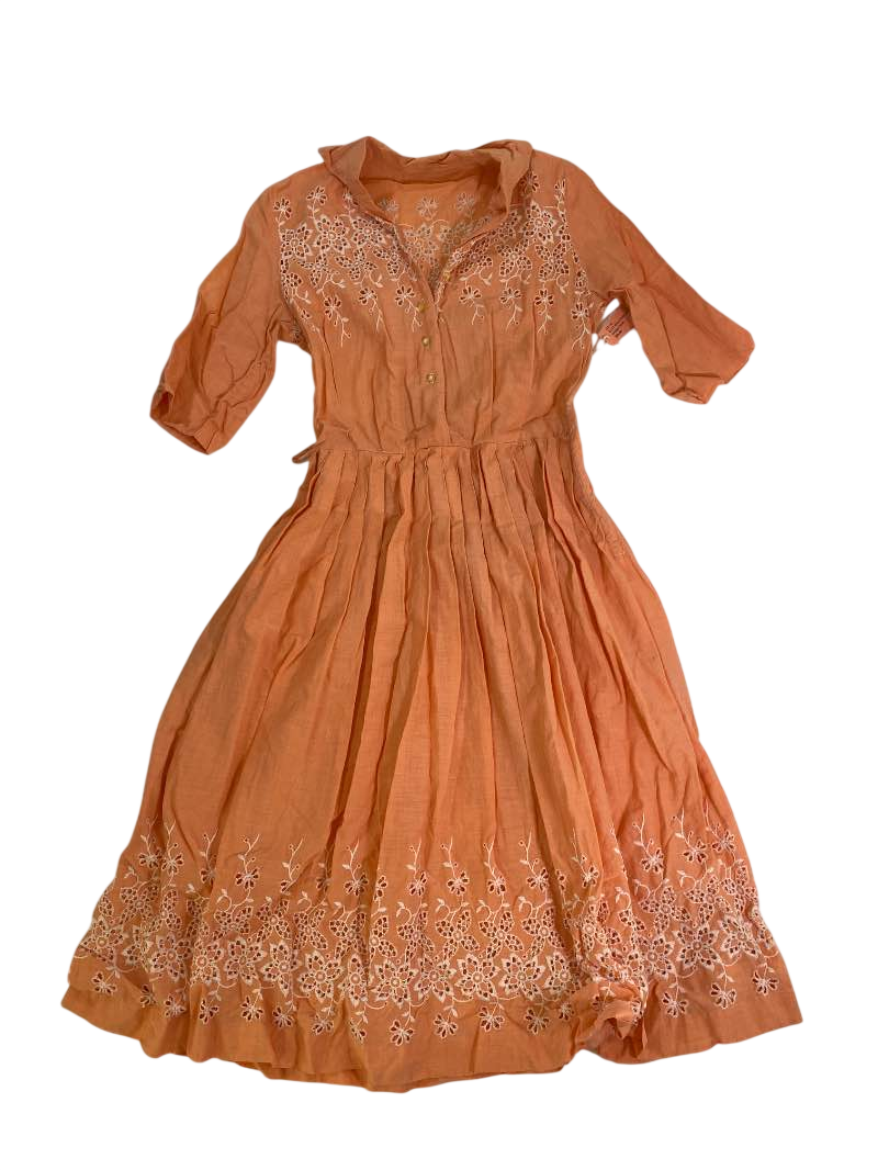 None Embroidered Midi Dress Vintage
