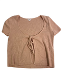 Garage  Tie-front ribbed top Short Sleeves
