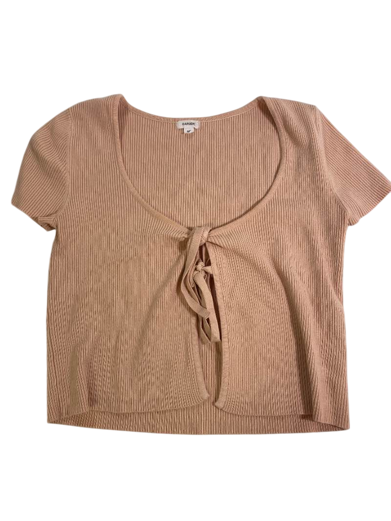Garage  Tie-front ribbed top Short Sleeves