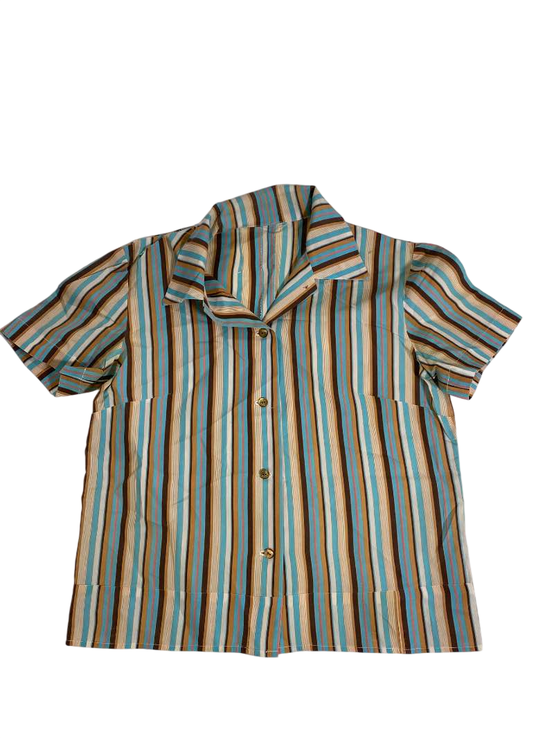 None Striped Button-Up Shirt Vintage