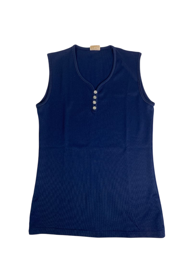 None Sleeveless Henley Top Vintage