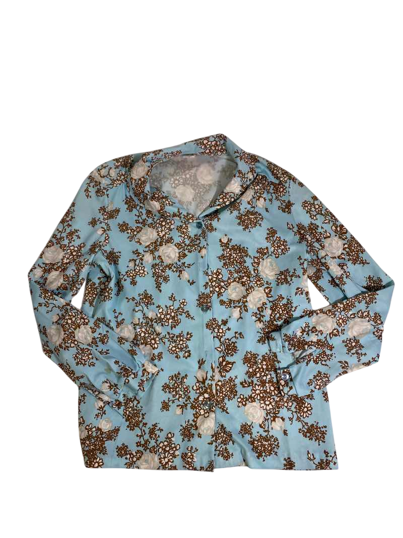 None Floral Button-Up Blouse Vintage