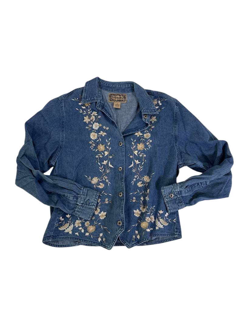 London Blues Floral Embroidered Shirt Vintage