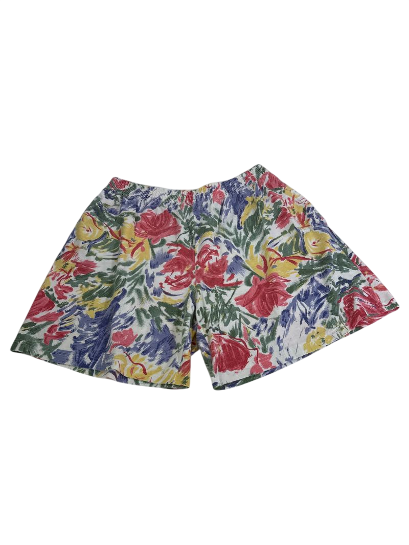 Chrysantheme Elastic Waist Shorts Shorts