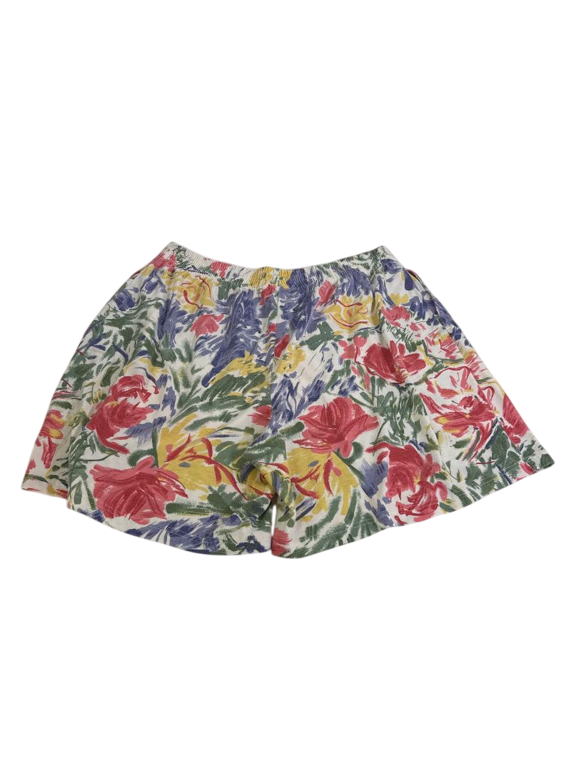 Chrysantheme Elastic Waist Shorts Shorts