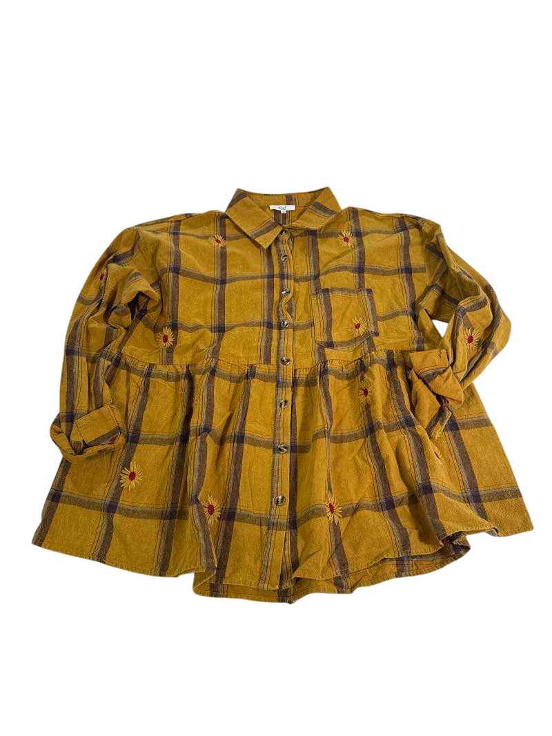 Easel Plaid Button-Down Long Sleeves