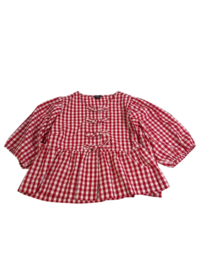 Velvet Hearts Peplum Blouse Short Sleeves