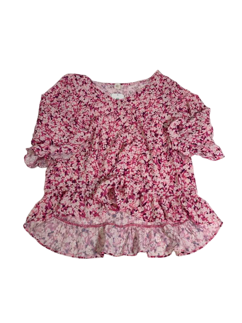 Like Love Ruffle Hem Blouse Long Sleeves