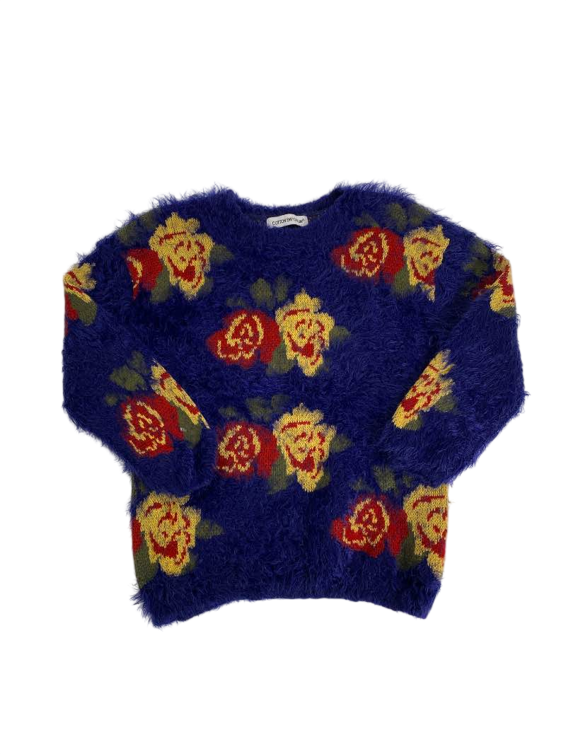 Cotton Emporium  Fluffy Floral Sweater Long Sleeves