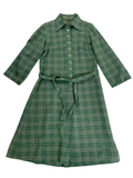 None Plaid Belted Dress Vintage