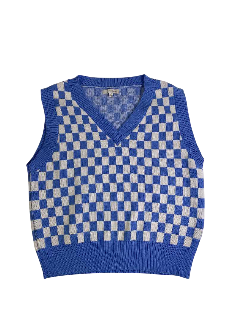 Love Tree Checkered Knit Tank Tanks