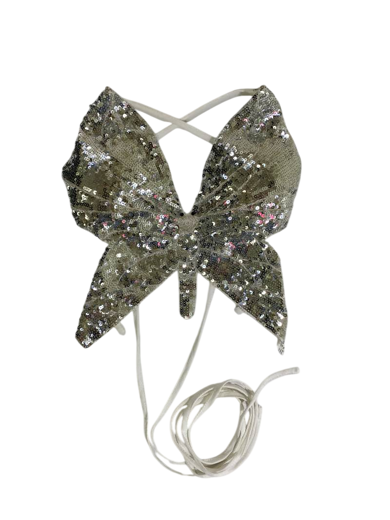 None Sequin Butterfly Design Tanks