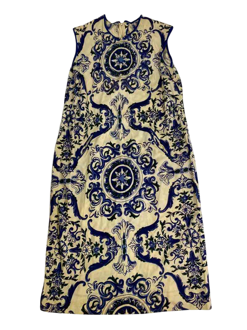 None Baroque Pattern Dress Vintage