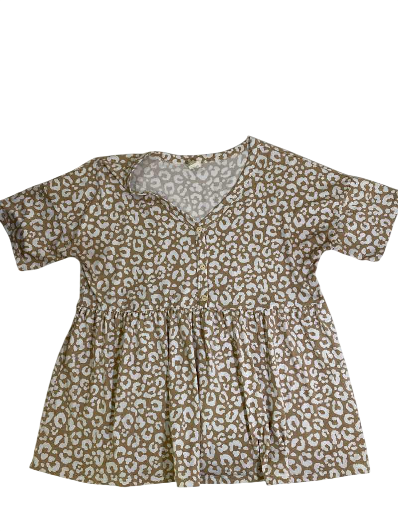 Sew in Love  Animal Print Peplum Top Short Sleeves