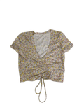 Shein  Ruched Drawstring Top Short Sleeves