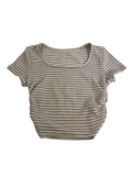 Shein Striped Scoop Neck Short Sleeves