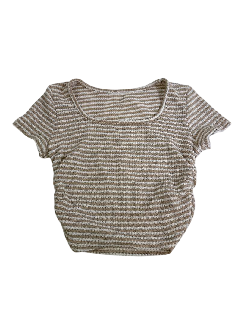 Shein Striped Scoop Neck Short Sleeves