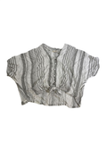 Sim & Sam Button-Up Tie-Front Top Short Sleeves