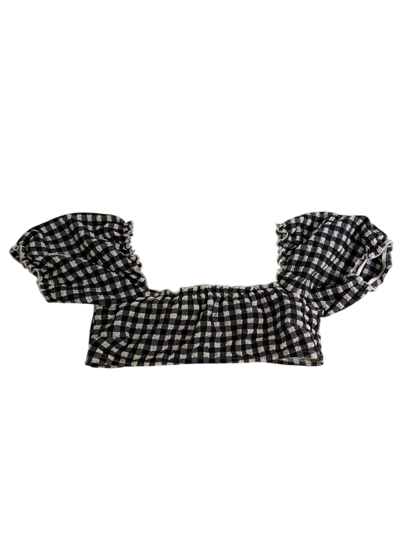 Aerie Gingham puff sleeve top Swimwear