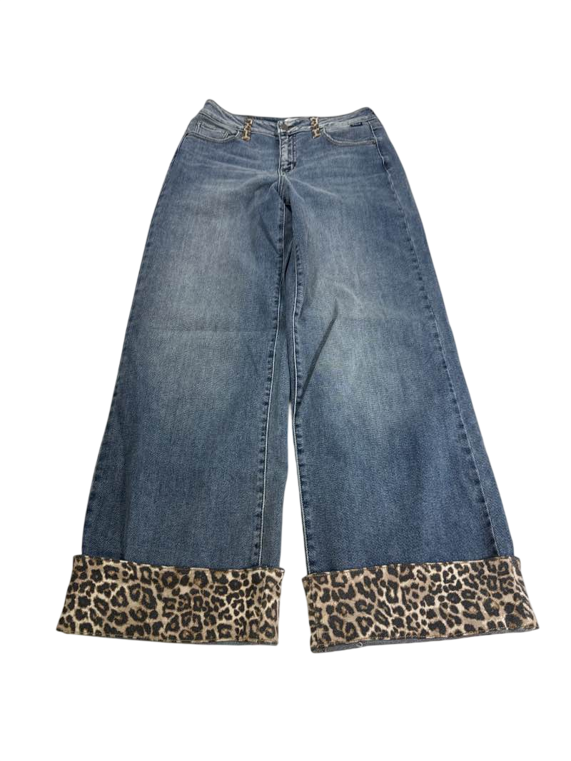Cello Wide Leg with Leopard Cuffs Jeans