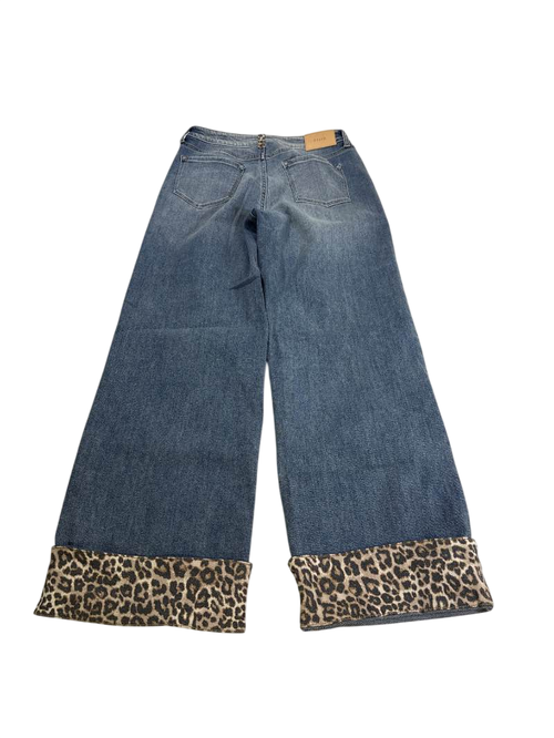 Cello Wide Leg with Leopard Cuffs Jeans