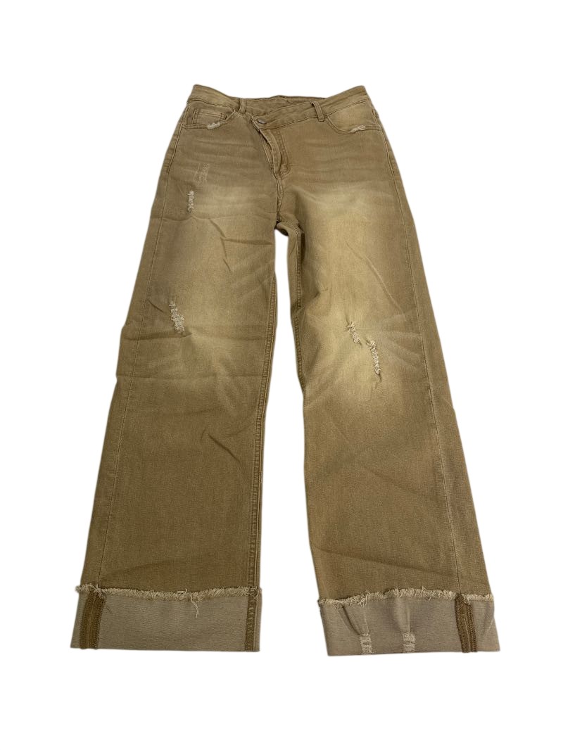 None Wide Leg Distressed Pants