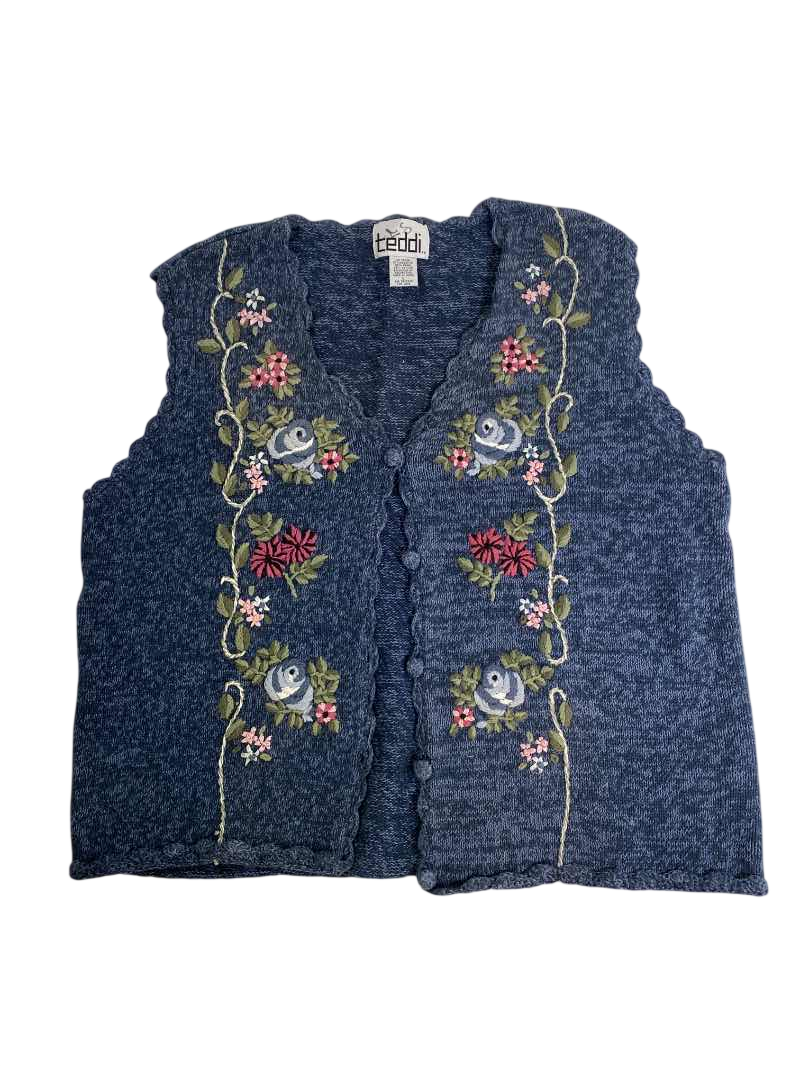Teddi Embroidered Knit Vest Vintage