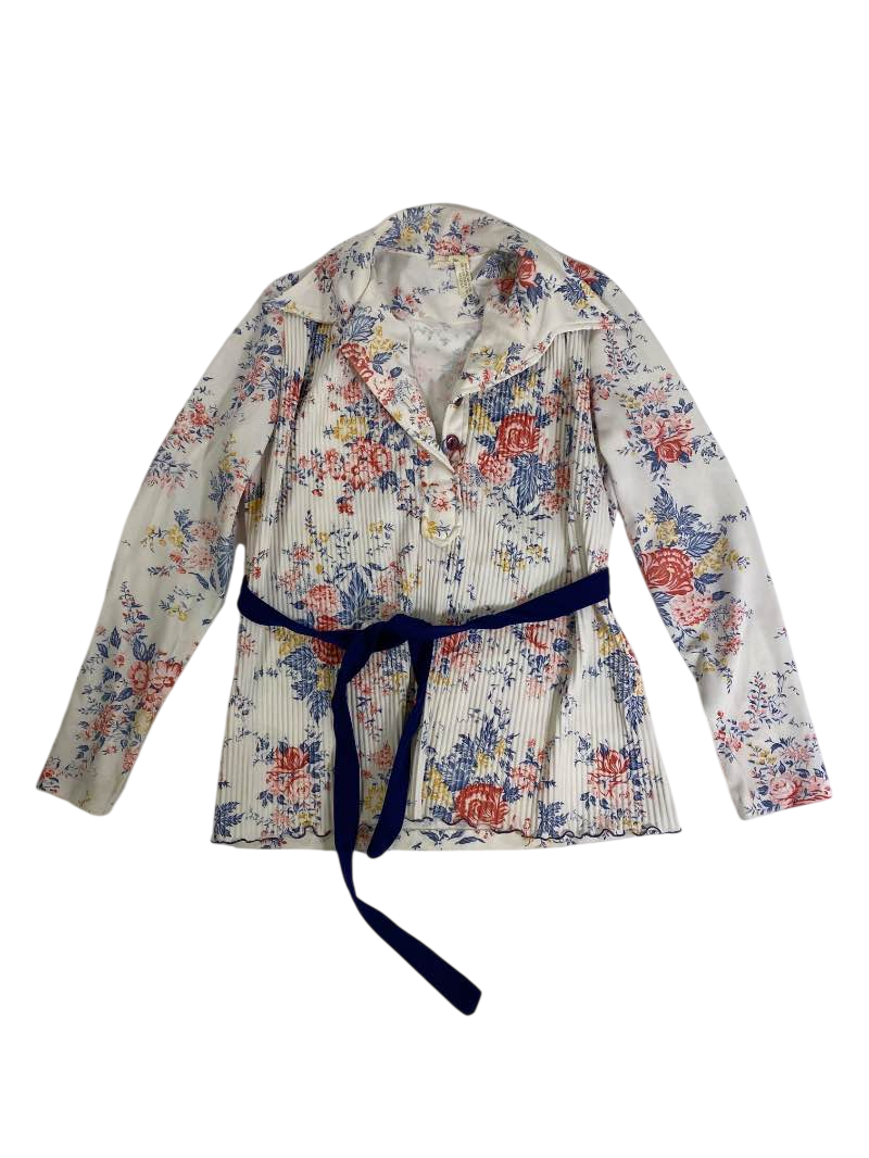 None Floral Wrap Blouse Vintage