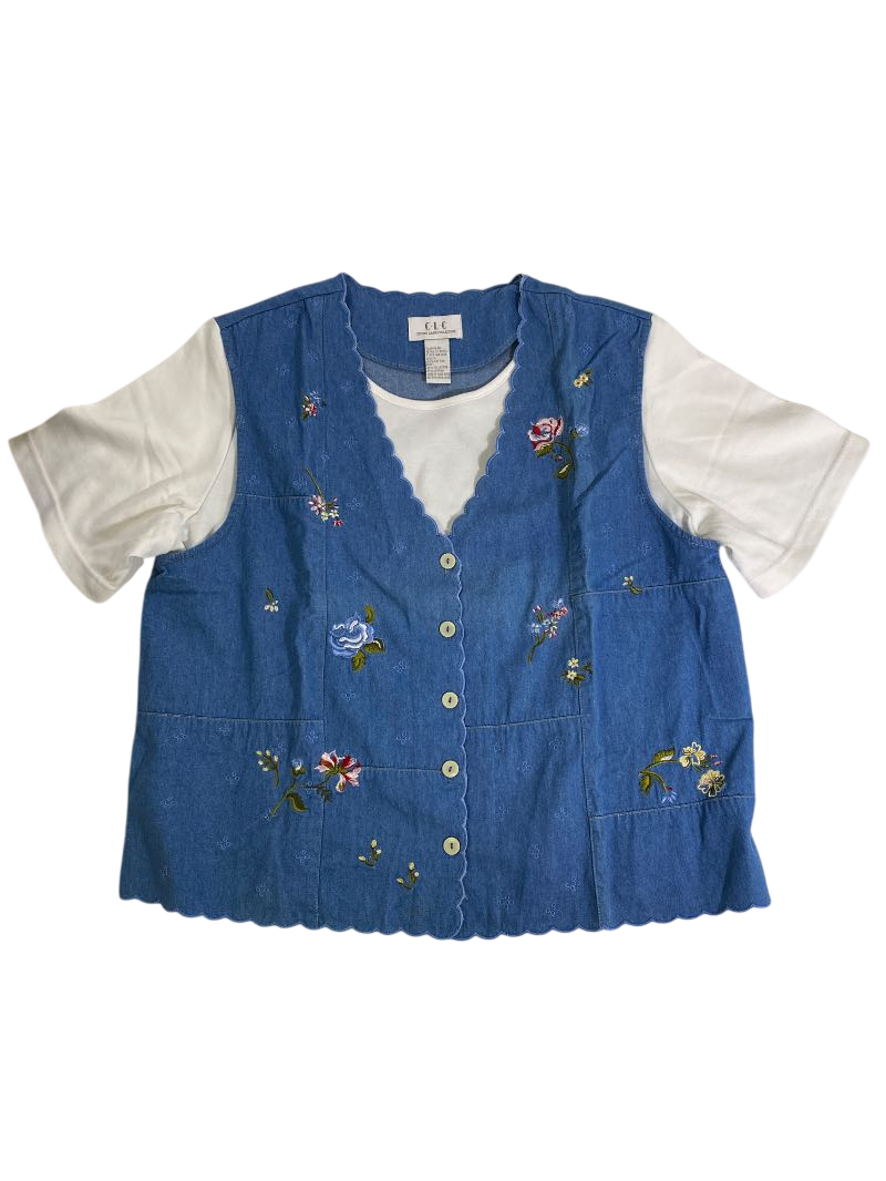 C-L-C Embroidered Denim Vest Vintage