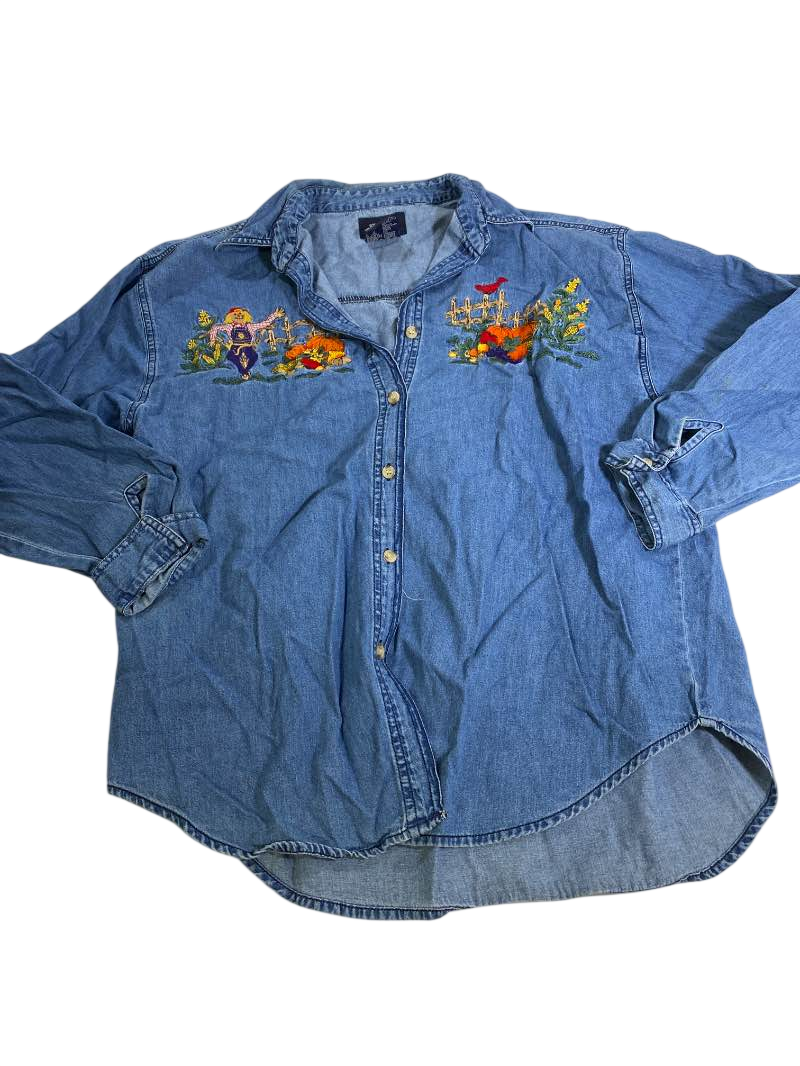 Solutions Original  Embroidered Denim Shirt Vintage