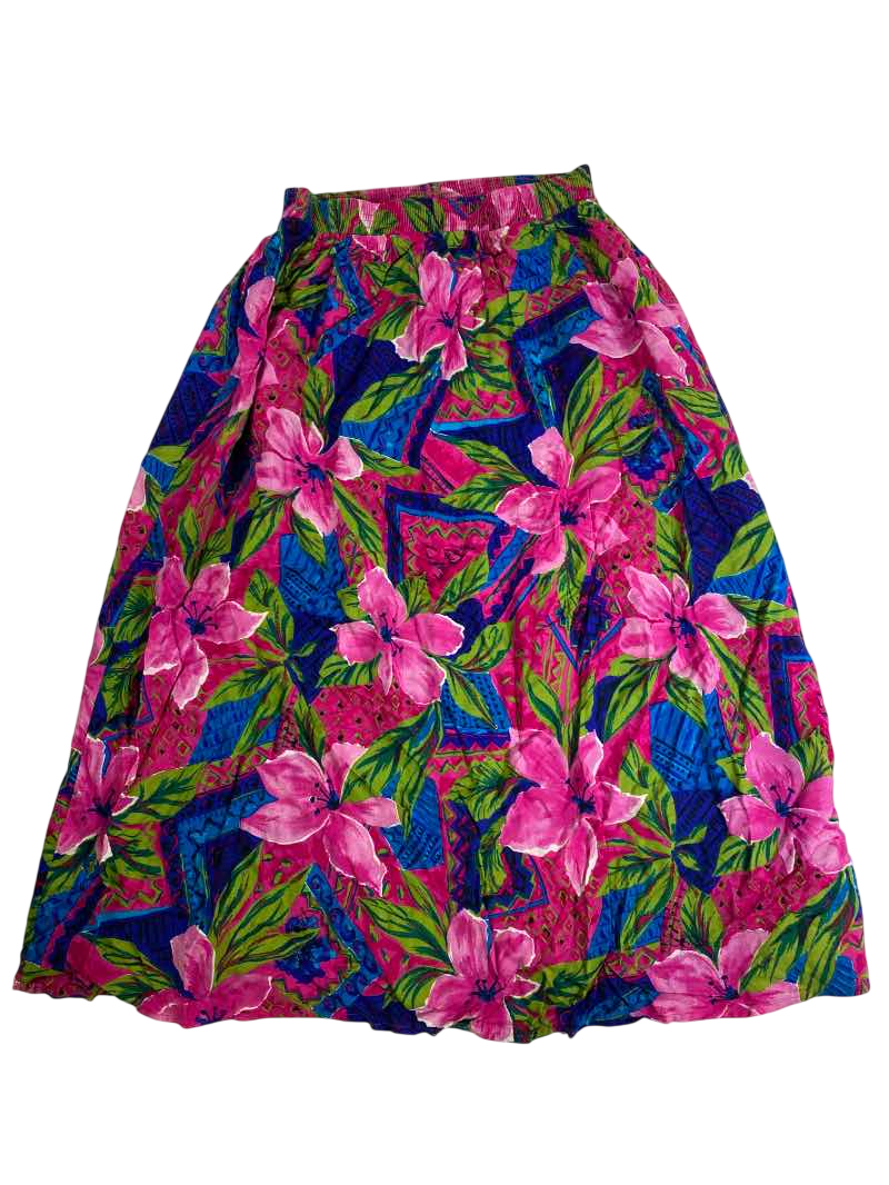 Michele Leslie Floral Midi Skirt Vintage