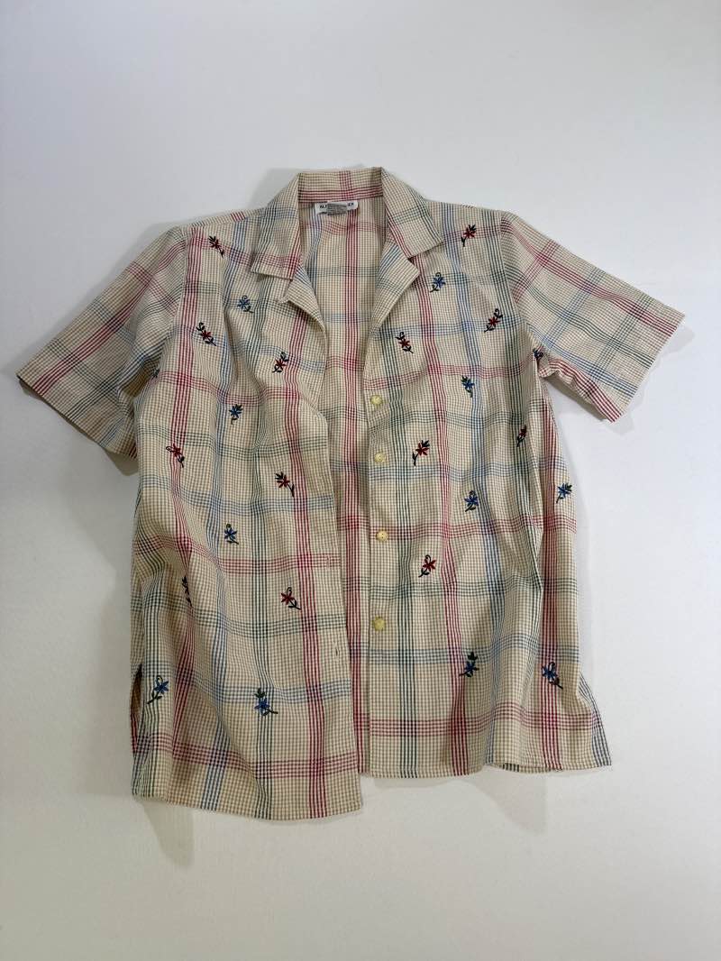 Alfred Dunner Plaid Embroidered Blouse Vintage