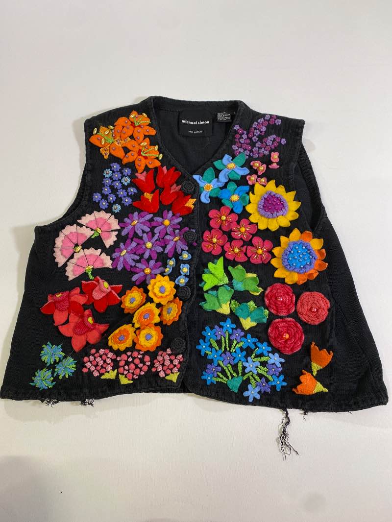 Michael Simon  Floral Embroidered Vest Vintage